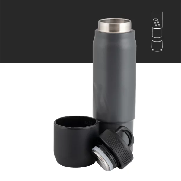 The Flask – 10oz Bottle with Removable Shot Glass-Grey - Image 3
